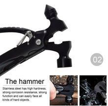 Load image into Gallery viewer, Multitool Black with Safety Hammer Easy Portable Pocket Size for Camping Hiking Home
