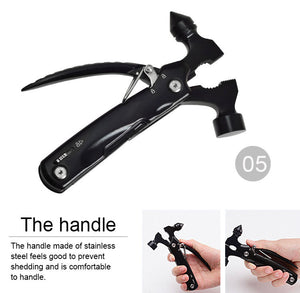 Multitool Black with Safety Hammer Easy Portable Pocket Size for Camping Hiking Home