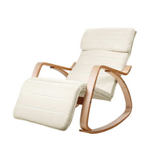 Load image into Gallery viewer, Artiss Fabric Rocking Armchair with Adjustable Footrest - Beige
