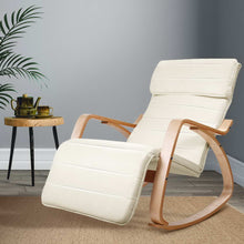 Load image into Gallery viewer, Artiss Rocking Armchair Bentwood Frame With Footrest Beige Afton
