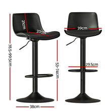 Load image into Gallery viewer, Artiss 2x Bar Stools Padded Seat Gas Lift Black
