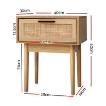 Load image into Gallery viewer, Artiss Bedside Tables Table 1 Drawer Storage Cabinet Rattan Wood Nightstand
