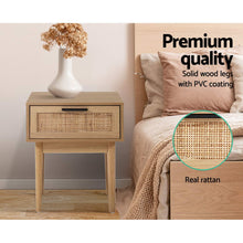 Load image into Gallery viewer, Artiss Bedside Tables Table 1 Drawer Storage Cabinet Rattan Wood Nightstand
