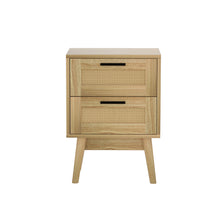 Load image into Gallery viewer, Artiss Rattan Bedside Table 2 Drawers Wood - RIE Oak
