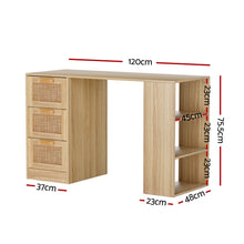 Load image into Gallery viewer, Artiss Computer Desk Drawer Shelf Home Office Study Table Rattan Oak 120CM
