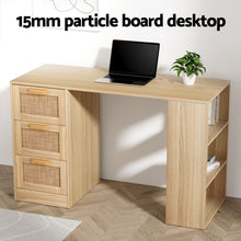 Load image into Gallery viewer, Artiss Computer Desk Drawer Shelf Home Office Study Table Rattan Oak 120CM
