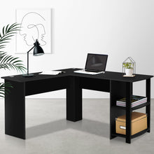 Load image into Gallery viewer, Artiss Computer Desk Shelf L-Shape Black 136CM
