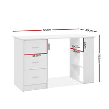 Load image into Gallery viewer, Artiss Computer Desk Drawer Shelf Cabinet White 120CM
