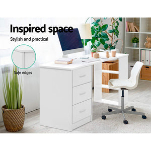 Artiss Computer Desk Drawer Shelf Cabinet White 120CM