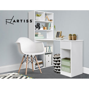 Artiss Computer Desk Bookshelf Drawer Cabinet White 120CM