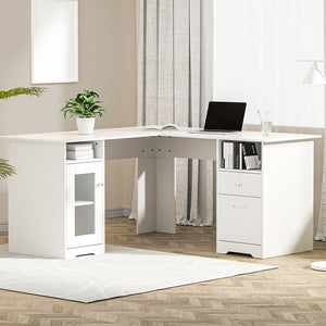 Artiss Corner Computer Desk Office Study Desks Table L-Shape Drawers Tables