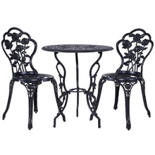 Load image into Gallery viewer, Gardeon 3PC Outdoor Setting Bistro Set Chairs Table Cast Aluminum Rose Black
