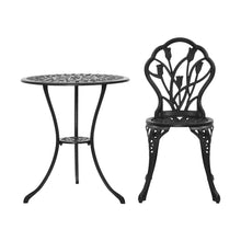 Load image into Gallery viewer, Gardeon 3PC Outdoor Setting Bistro Set Chairs Table Cast Aluminum Patio Furniture Tulip Black
