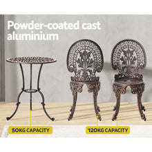 Load image into Gallery viewer, Gardeon 3PC Patio Furniture Outdoor Bistro Set Dining Chairs Aluminium Bronze
