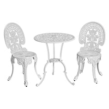 Load image into Gallery viewer, Gardeon 3PC Patio Furniture Outdoor Bistro Set Dining Chairs Aluminium White
