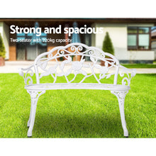 Load image into Gallery viewer, Gardeon Outdoor Garden Bench Seat 100cm Cast Aluminium Outdoor Patio Chair Vintage White
