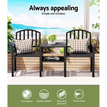 Load image into Gallery viewer, Gardeon Outdoor Garden Bench Seat Loveseat Steel Table Chairs Patio Furniture Black
