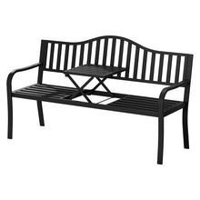 Load image into Gallery viewer, Gardeon Outdoor Garden Bench Seat Loveseat Steel Foldable Table Patio Furniture Black
