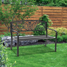 Load image into Gallery viewer, Gardeon Outdoor Garden Bench Seat Steel Outdoor Furniture 3 Seater Park Black
