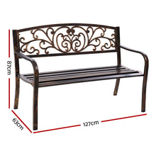 Load image into Gallery viewer, Gardeon Outdoor Garden Bench Seat Steel Outdoor Furniture 3 Seater Park Bronze
