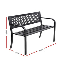 Load image into Gallery viewer, Gardeon Outdoor Garden Bench Seat Steel Outdoor Furniture 2 Seater Park Black
