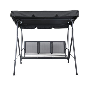 Gardeon Outdoor Swing Chair Garden Bench Furniture Canopy 3 Seater Mesh Black