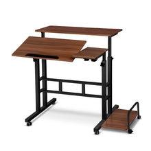 Load image into Gallery viewer, Mobile Twin Laptop Desk - Dark Wood
