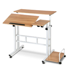 Load image into Gallery viewer, Mobile Twin Laptop Desk - Light Wood
