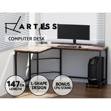Load image into Gallery viewer, Artiss Computer Desk L-Shape CPU Stand Brown 147CM
