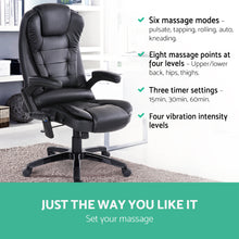 Load image into Gallery viewer, Artiss 8 Point Massage Office Chair Heated Seat Recliner PU Black
