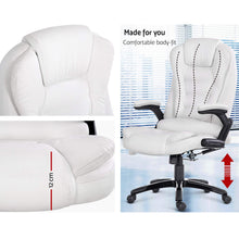 Load image into Gallery viewer, Artiss 8 Point Massage Office Chair Heated Seat Recliner PU White
