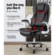Load image into Gallery viewer, Artiss 8 Point Massage Office Chair PU Leather Black
