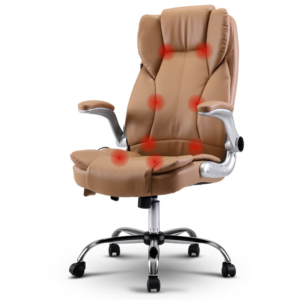 Artiss Massage Office Chair Gaming Chair Computer Desk Chair 8 Point Vibration Espresso