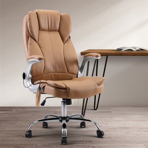 Artiss 8 Point Massage Office Chair PU Leather Espresso