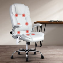 Load image into Gallery viewer, Artiss 8 Point Massage Office Chair PU Leather White
