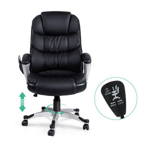 Artiss 8 Point Massage Office Chair Heated Seat PU Black