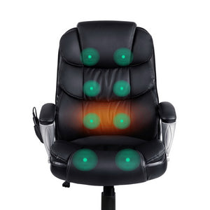 Artiss 8 Point Massage Office Chair Heated Seat PU Black