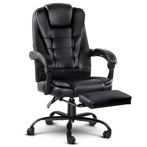 Artiss Electric Massage Office Chairs Recliner Computer Gaming Seat Footrest Black