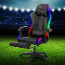 Load image into Gallery viewer, Artiss 6 Point Massage Gaming Office Chair 7 LED Footrest Black
