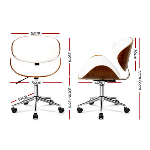 Artiss Wooden Office Chair Leather Seat White