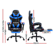 Load image into Gallery viewer, Artiss Gaming Office Chair Recliner Footrest Blue
