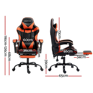 Artiss Gaming Office Chair Executive Computer Leather Chairs Footrest Orange