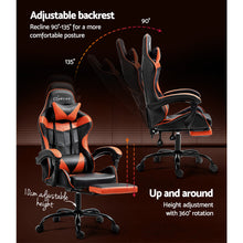 Load image into Gallery viewer, Artiss Gaming Office Chair Executive Computer Leather Chairs Footrest Orange
