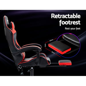 Artiss Gaming Office Chair Recliner Footrest Red