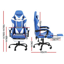 Load image into Gallery viewer, Artiss Gaming Office Chair Executive Computer Leather Chairs Footrest Blue White

