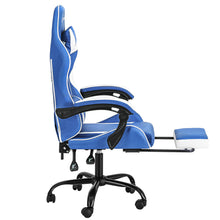 Load image into Gallery viewer, Artiss Gaming Office Chair Executive Computer Leather Chairs Footrest Blue White

