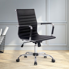 Load image into Gallery viewer, Artiss Office Chair PU Leather Mid Back Black
