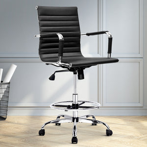 Artiss Office Chair Veer Drafting Stool Mesh Chairs Armrest Standing Desk Black
