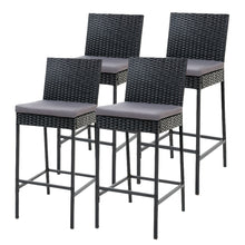 Load image into Gallery viewer, Gardeon 4-Piece Outdoor Bar Stools Dining Chair Bar Stools Rattan Furniture
