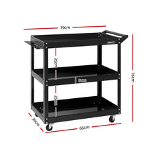 Load image into Gallery viewer, Giantz 3-Tier Tool Cart Trolley Workshop Garage Storage Organizer Black
